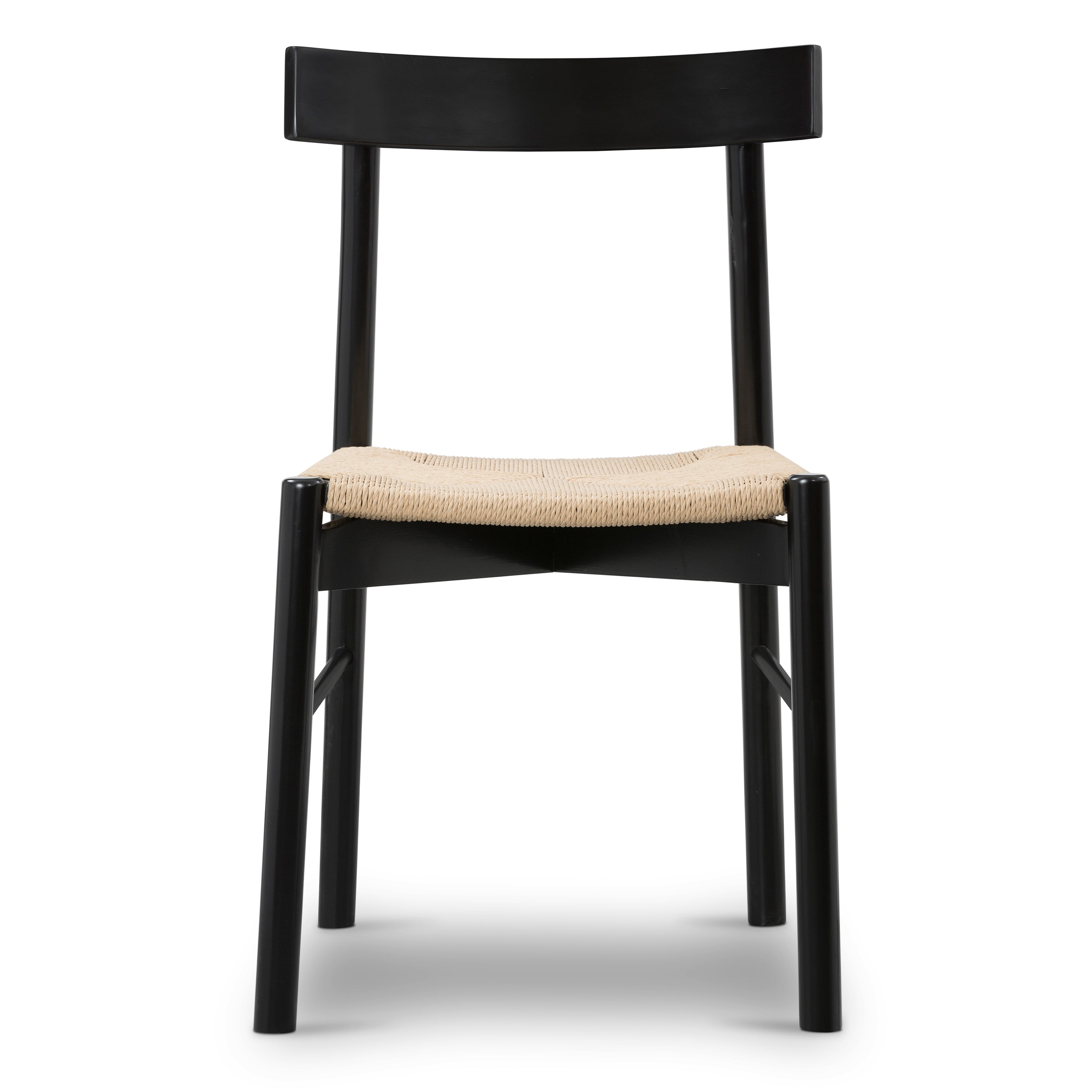 Mid-Century Modern Black Dining Chair with Solid Oak Frame