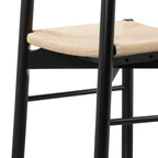 Chaise de salle à manger noire de style Mid-Century Modern avec cadre en chêne massif