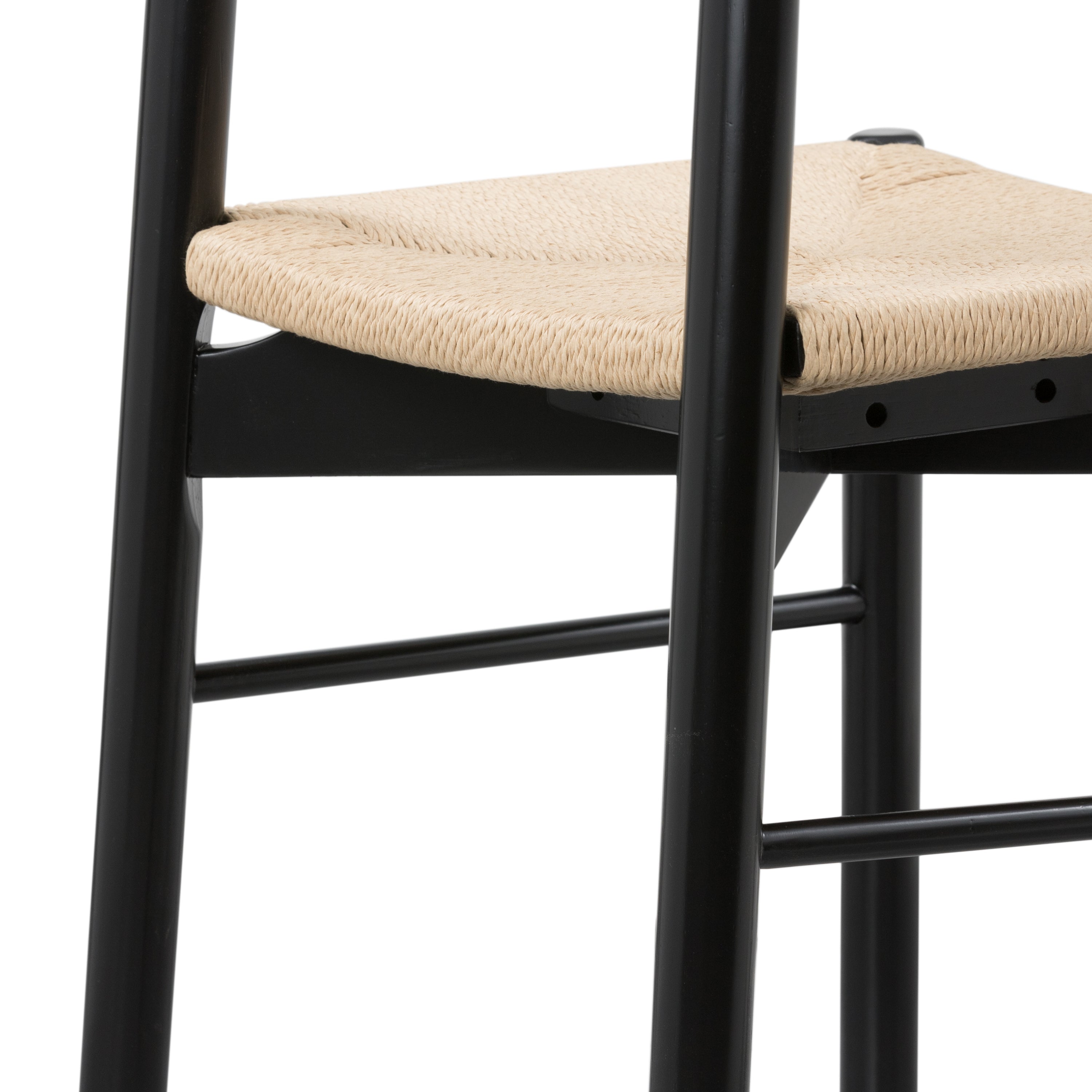 Mid-Century Modern Black Dining Chair with Solid Oak Frame