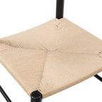 Chaise de salle à manger noire de style Mid-Century Modern avec cadre en chêne massif