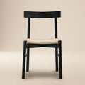 Mid-Century Modern Black Dining Chair with Solid Oak Frame
