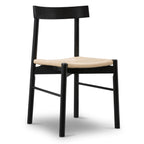 Chaise de salle à manger noire de style Mid-Century Modern avec cadre en chêne massif