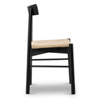 Chaise de salle à manger noire de style Mid-Century Modern avec cadre en chêne massif