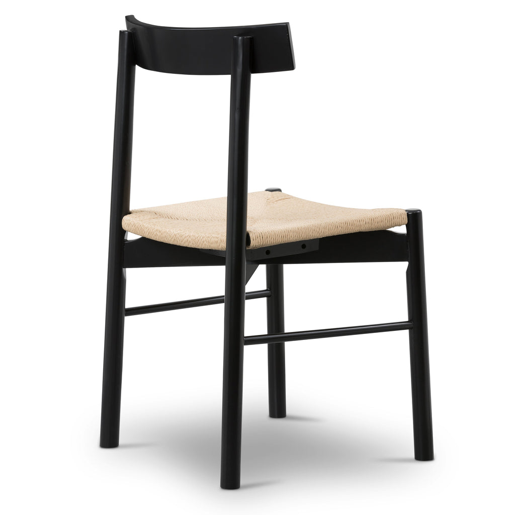 Mid-Century Modern Black Dining Chair with Solid Oak Frame