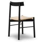 Chaise de salle à manger noire de style Mid-Century Modern avec cadre en chêne massif