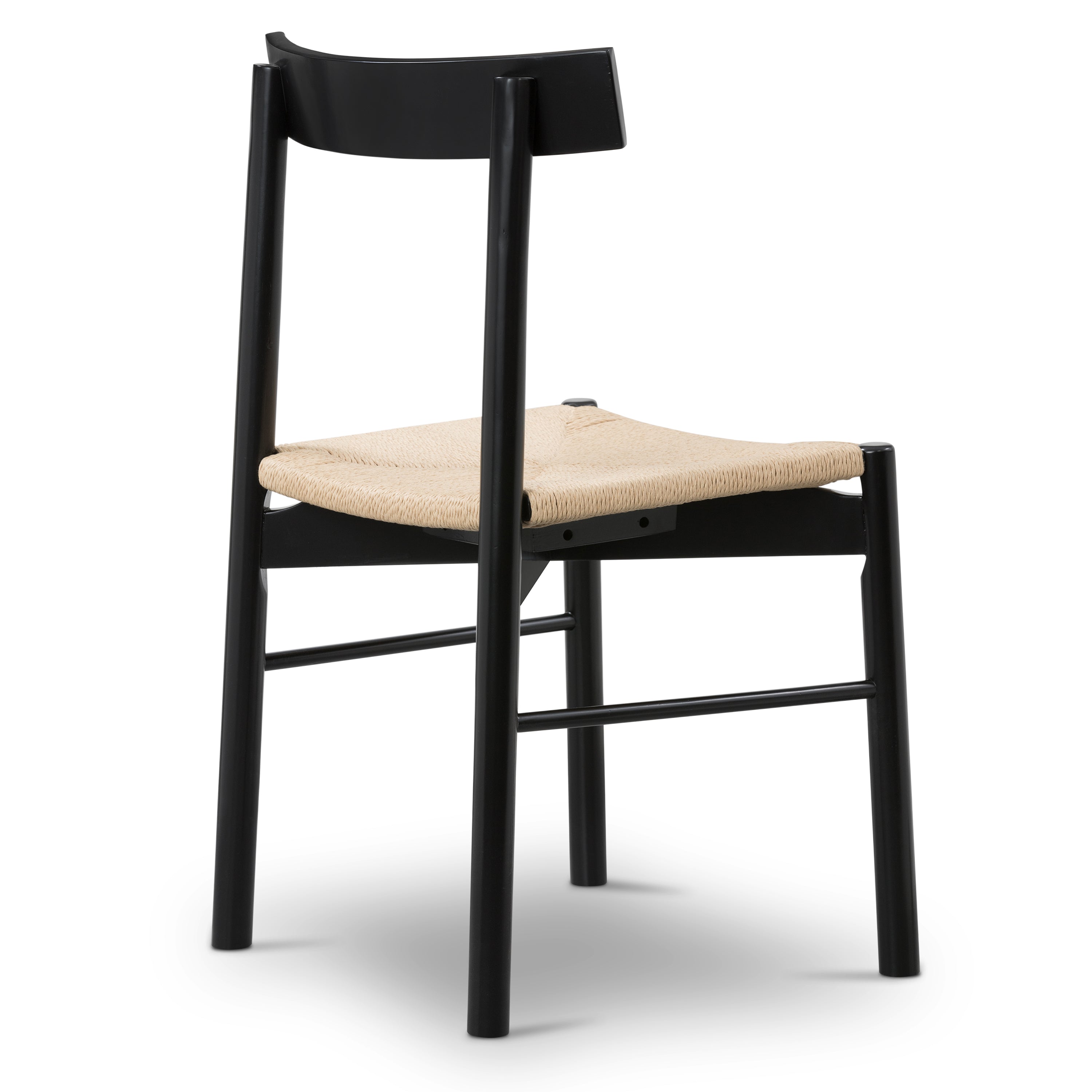 Mid-Century Modern Black Dining Chair with Solid Oak Frame