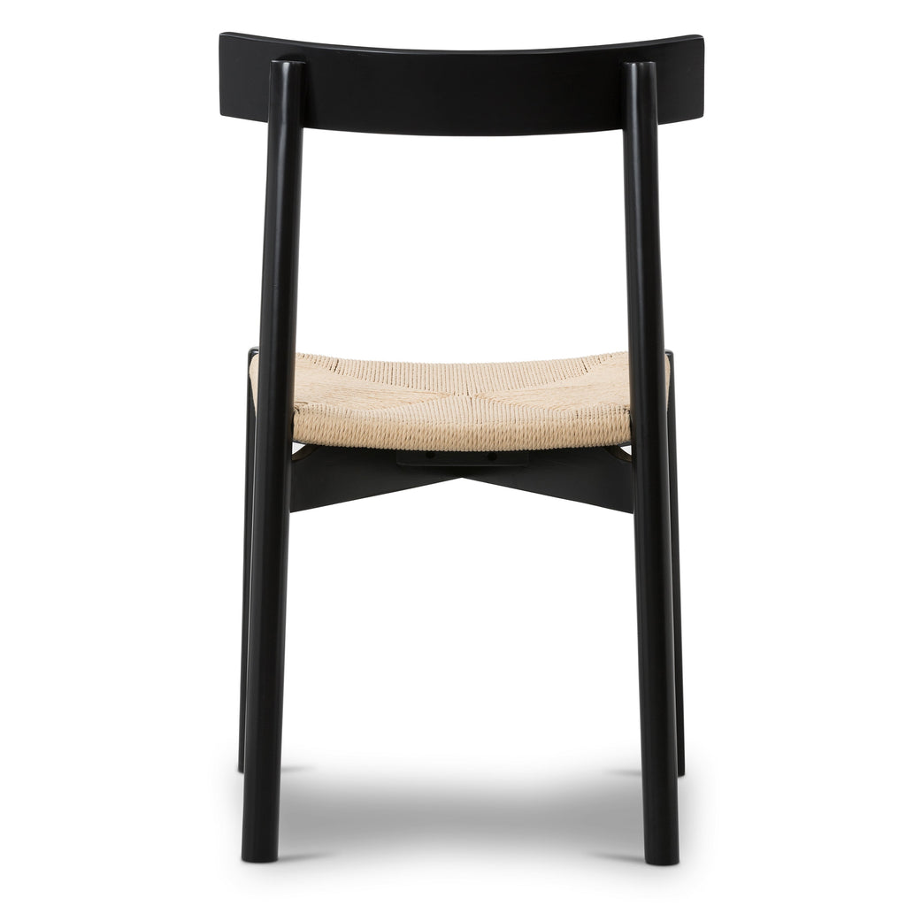 Mid-Century Modern Black Dining Chair with Solid Oak Frame