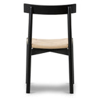 Chaise de salle à manger noire de style Mid-Century Modern avec cadre en chêne massif