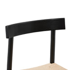 Chaise de salle à manger noire de style Mid-Century Modern avec cadre en chêne massif