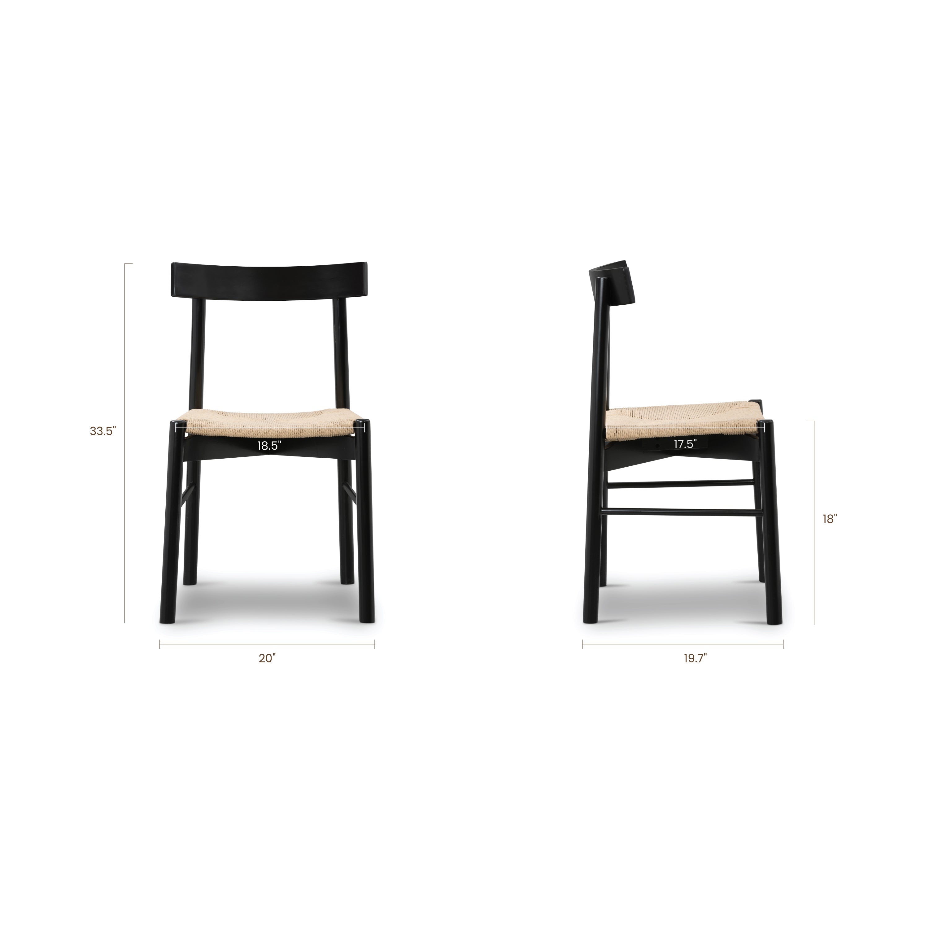 Mid-Century Modern Black Dining Chair with Solid Oak Frame
