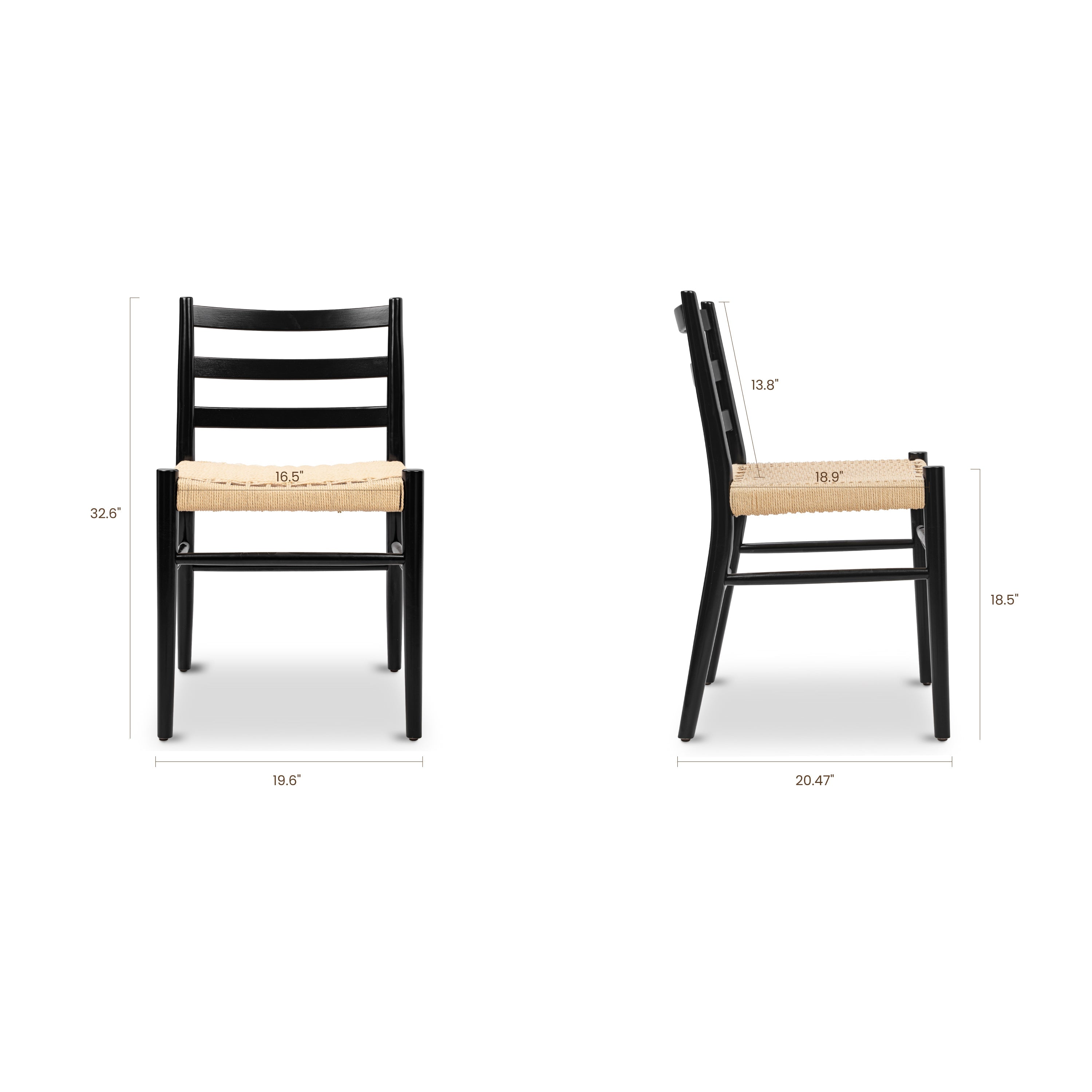 Traditional Black Dining Chair with Kiln-Dried Wood Frame