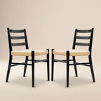 Chaise de salle à manger noire traditionnelle avec cadre en bois séché au four