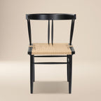 Chaise de salle à manger noire Mid-Century Modern