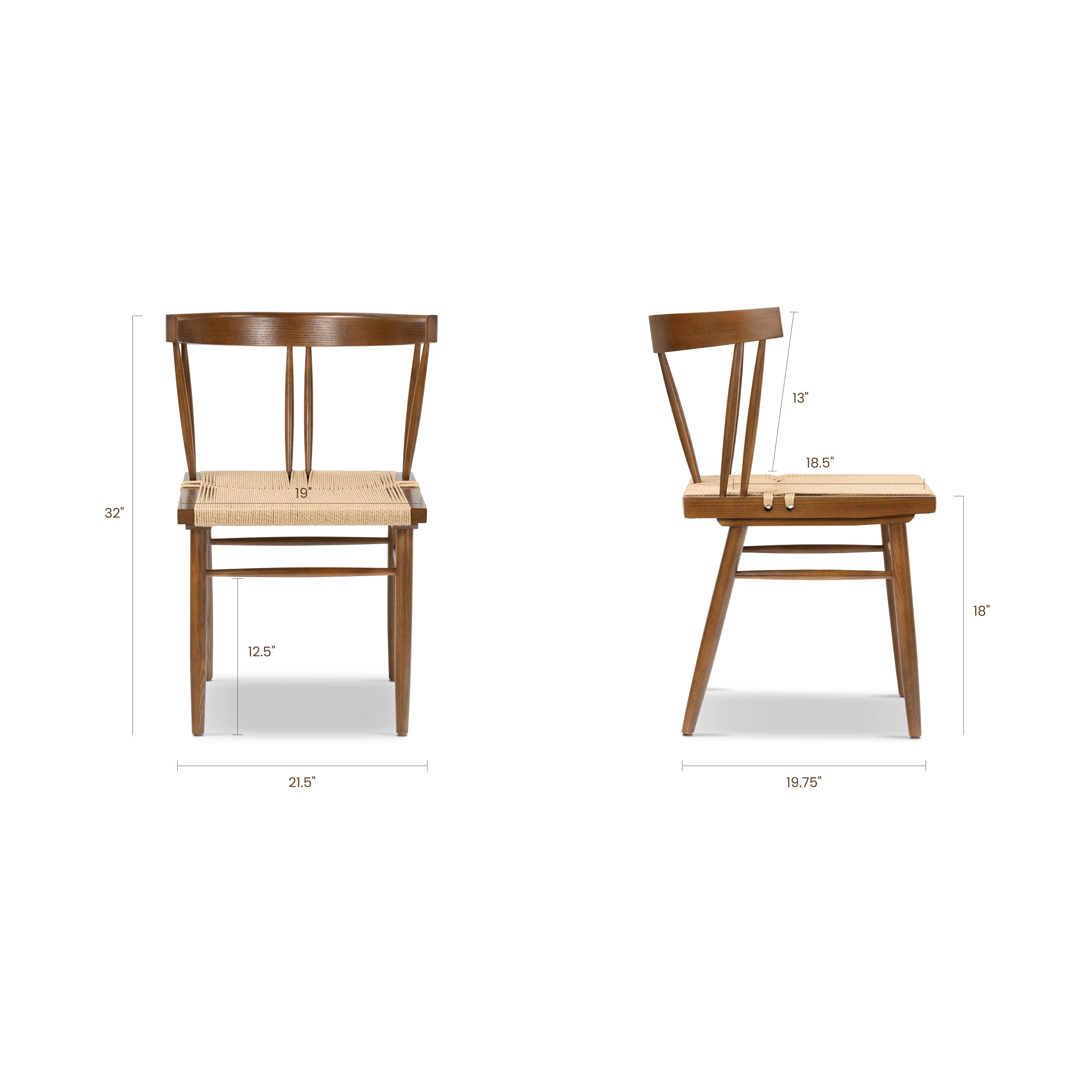 Mid-Century Modern Walnut Walnut Wood Dining Chair for Dining Room