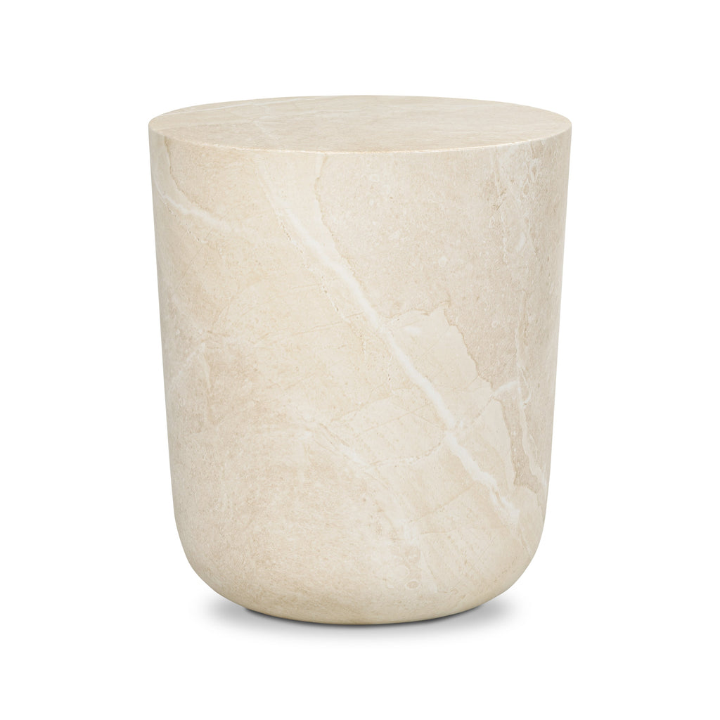Industrial Sandstone White Side Table with Weather-Resistant Build