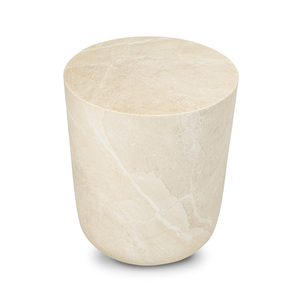 Industrial Sandstone White Side Table with Weather-Resistant Build