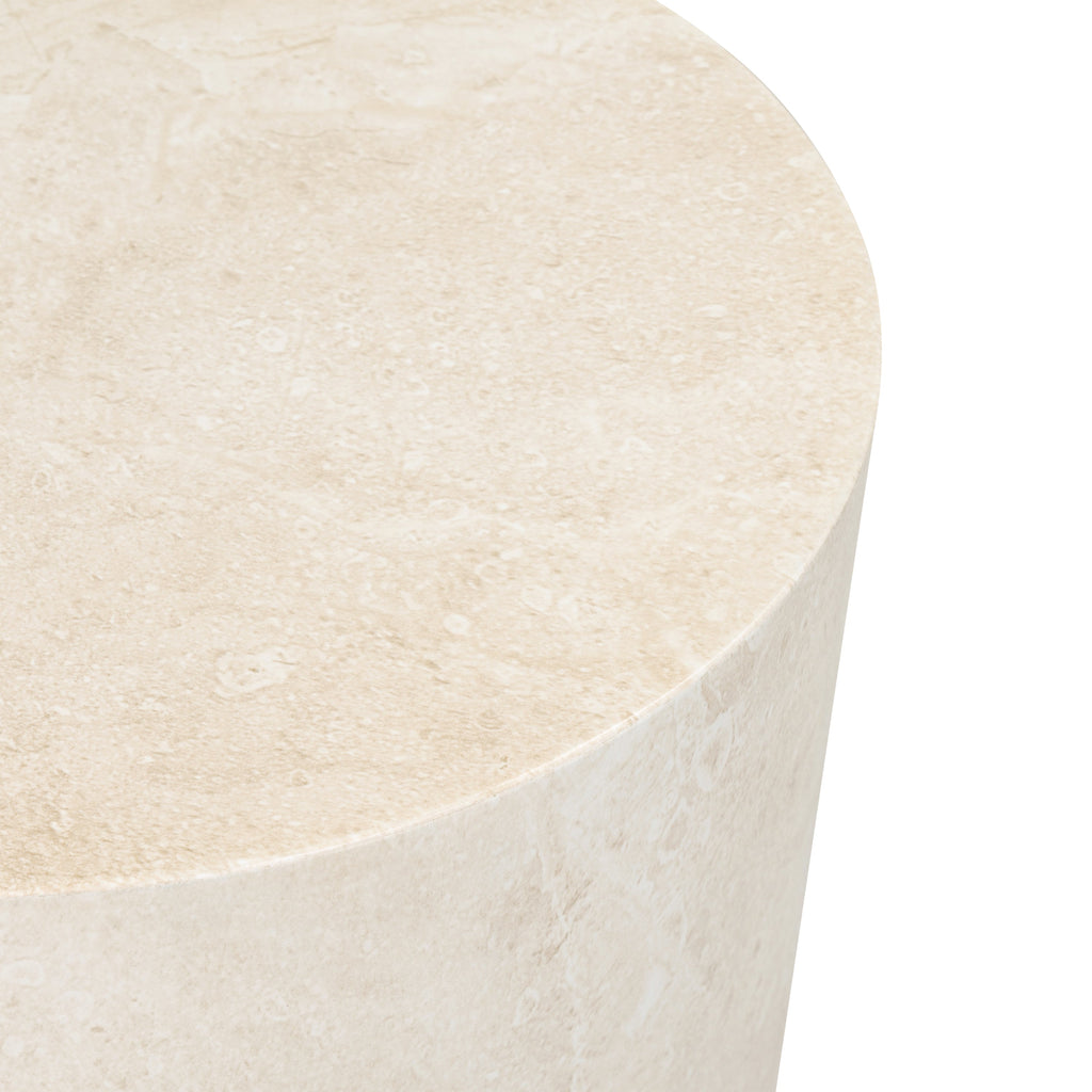 Industrial Sandstone White Side Table with Weather-Resistant Build