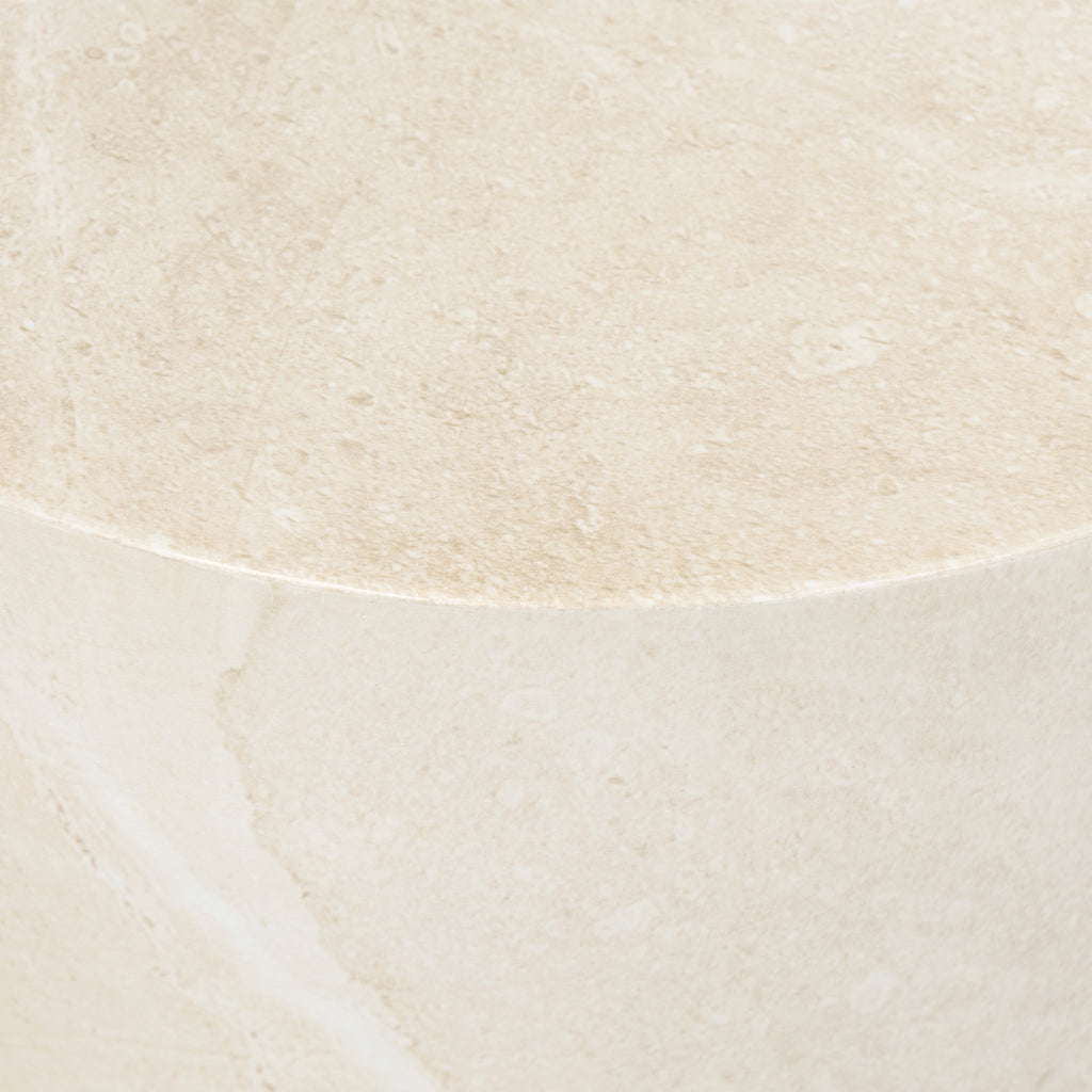 Industrial Sandstone White Side Table with Weather-Resistant Build