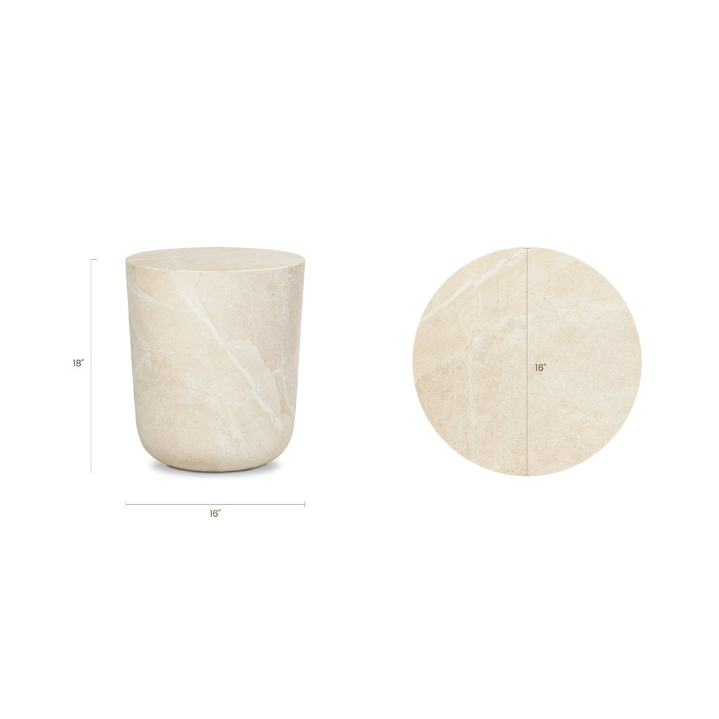 Industrial Sandstone White Side Table with Weather-Resistant Build