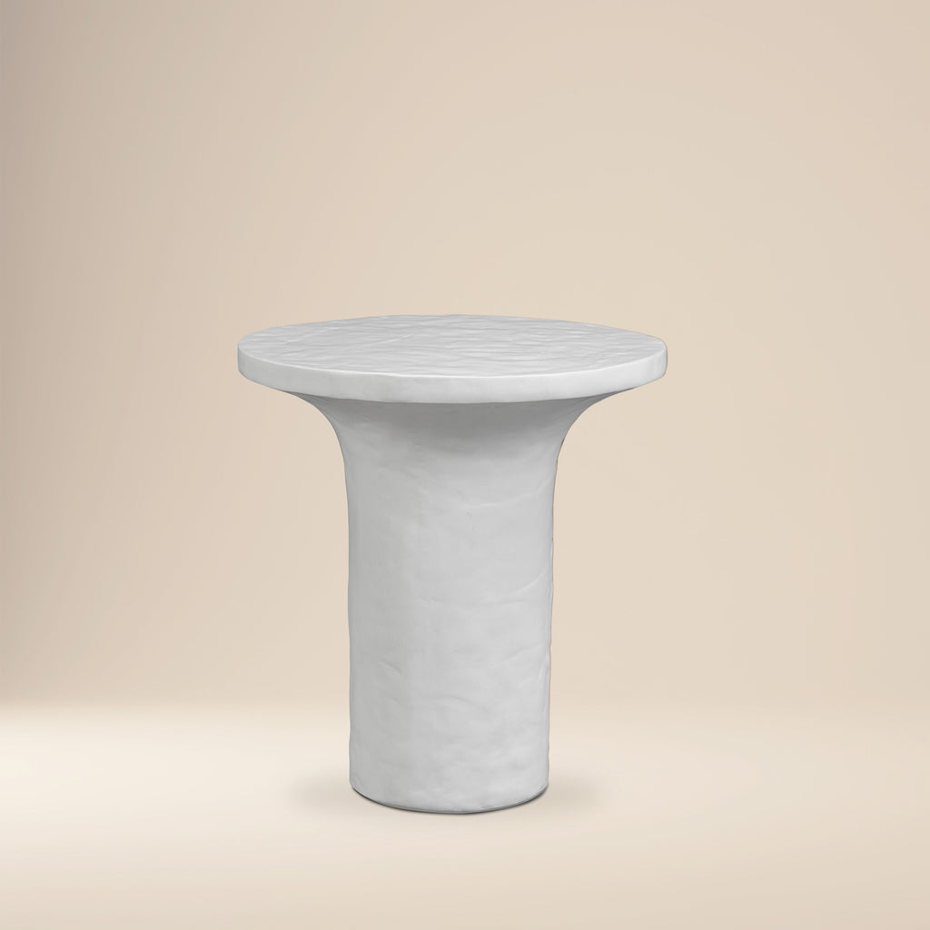 Modern Ivory Concrete Concrete Side Table with Weather-Resistant Build