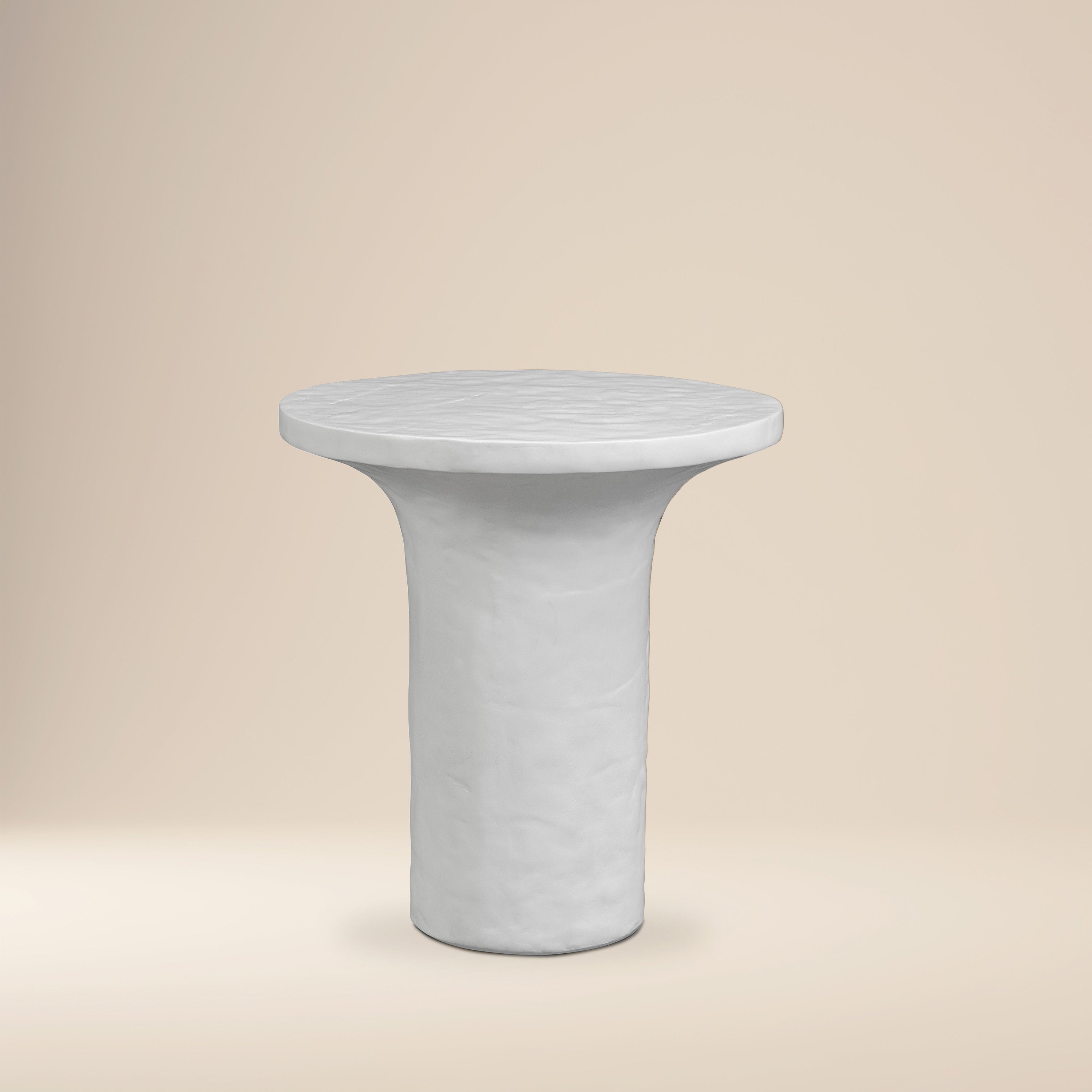 Modern Ivory Concrete Concrete Side Table with Weather-Resistant Build