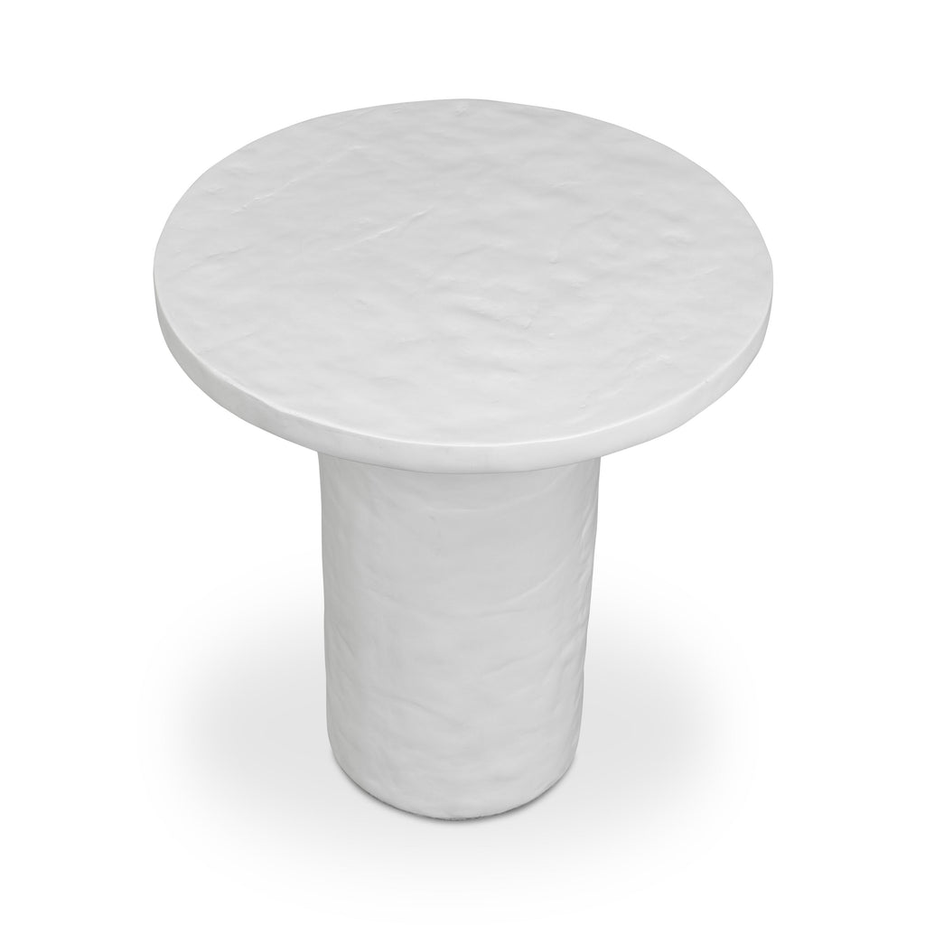 Modern Ivory Concrete Concrete Side Table with Weather-Resistant Build
