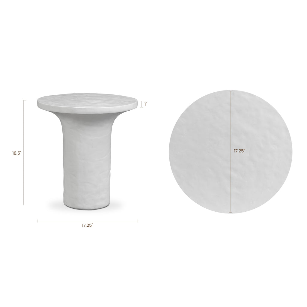 Modern Ivory Concrete Concrete Side Table with Weather-Resistant Build