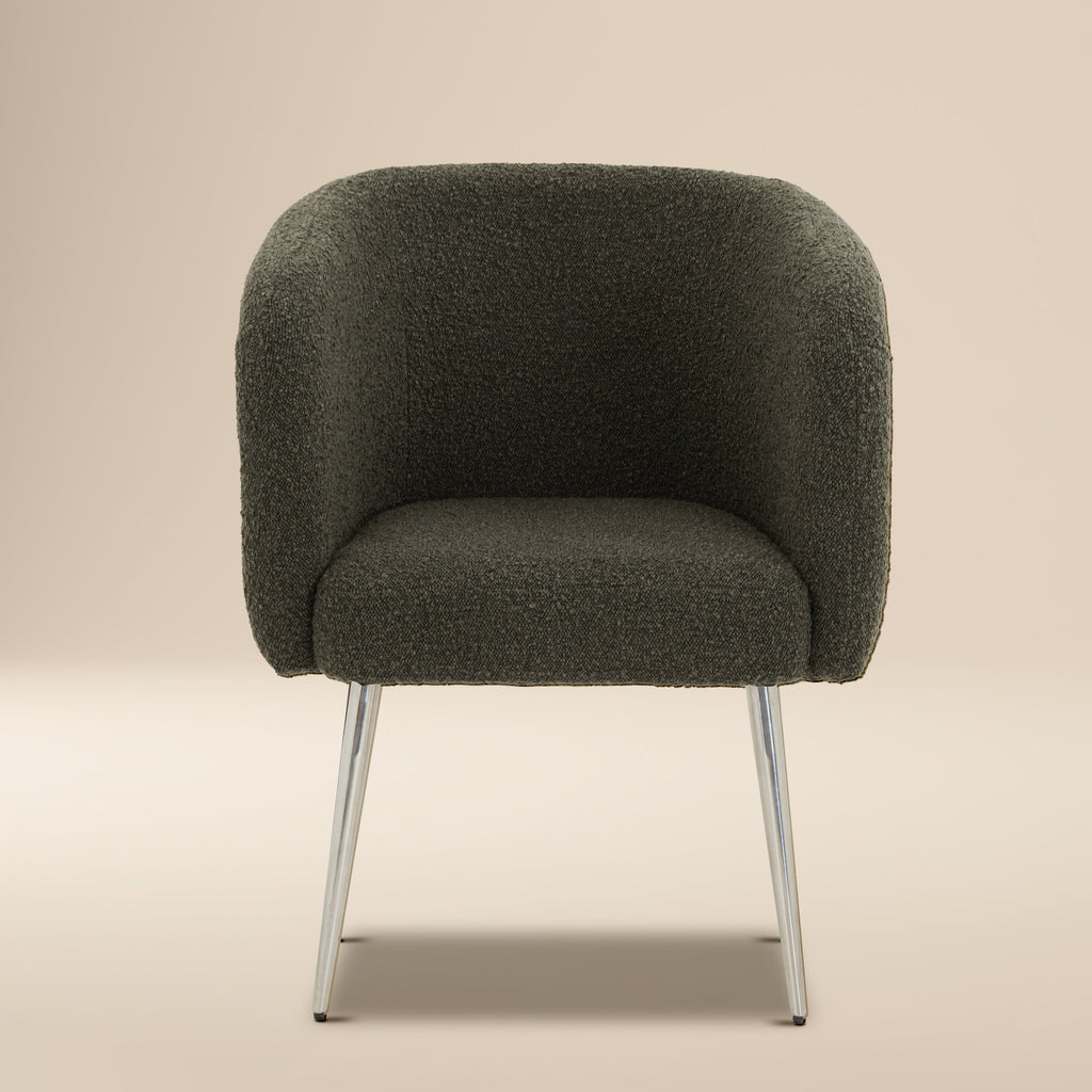 Modern Juniper Green Boucle Dining Chair with Tufted Back