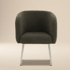 Chaise de salle à manger moderne en tissu bouclé vert genévrier avec dossier capitonné