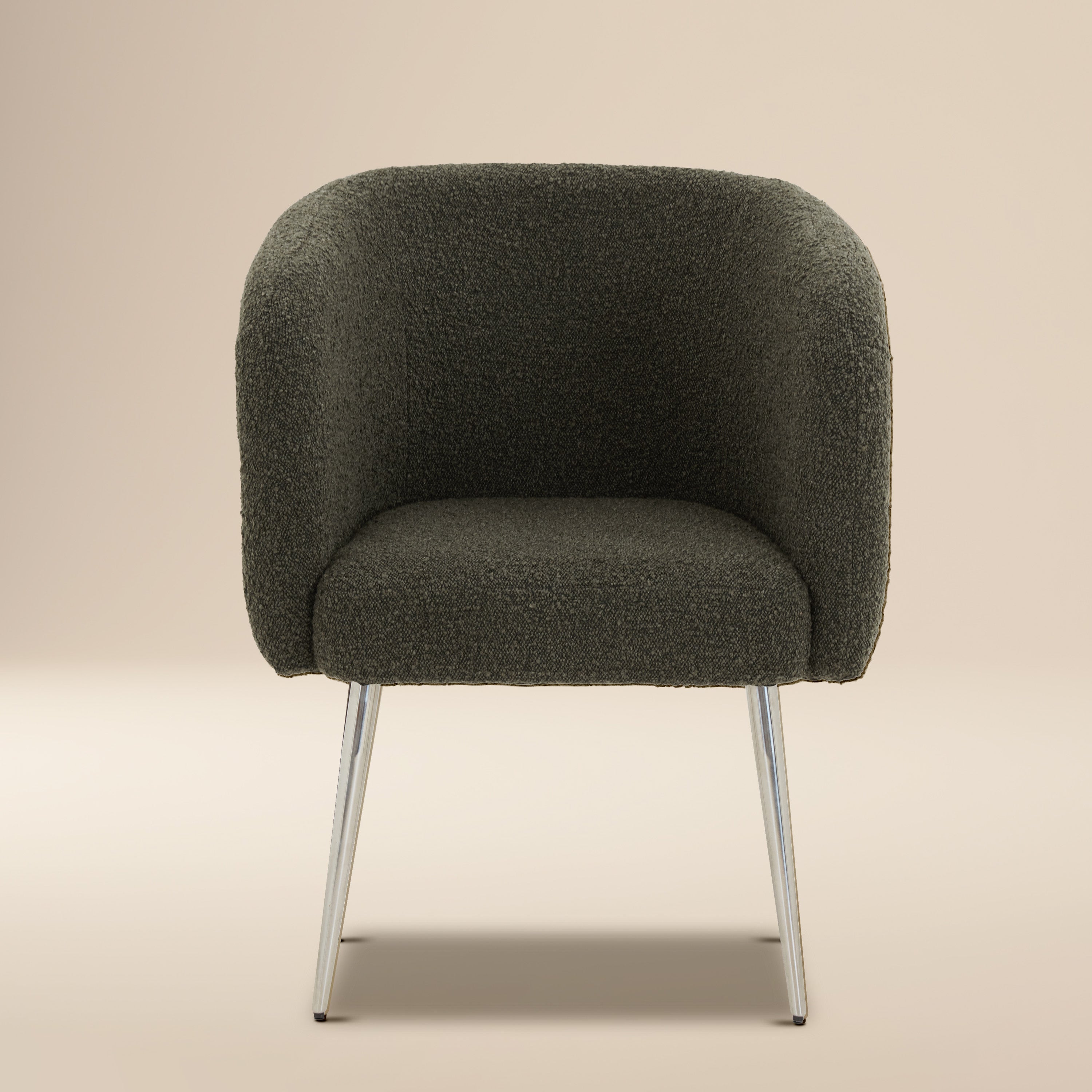 Modern Juniper Green Boucle Dining Chair with Tufted Back