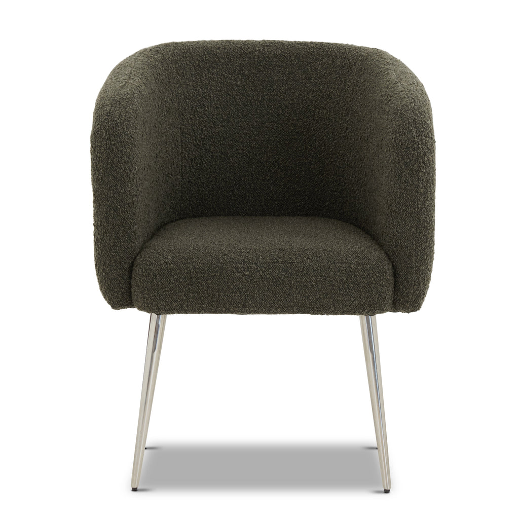 Modern Juniper Green Boucle Dining Chair with Tufted Back