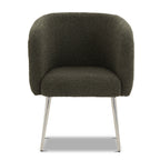 Chaise de salle à manger moderne en tissu bouclé vert genévrier avec dossier capitonné