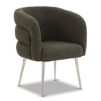 Chaise de salle à manger moderne en tissu bouclé vert genévrier avec dossier capitonné