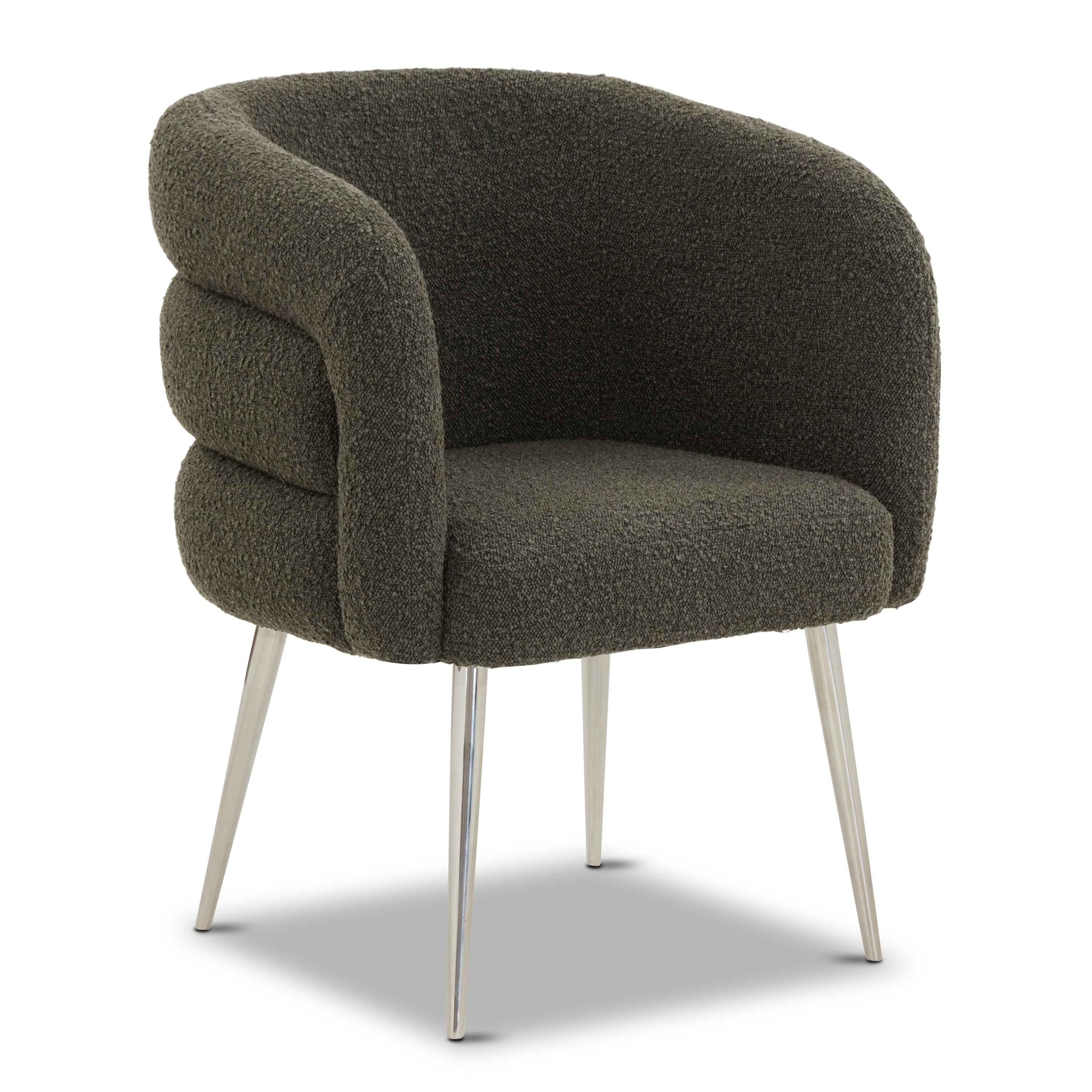 Modern Juniper Green Boucle Dining Chair with Tufted Back