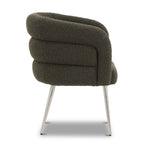 Chaise de salle à manger moderne en tissu bouclé vert genévrier avec dossier capitonné