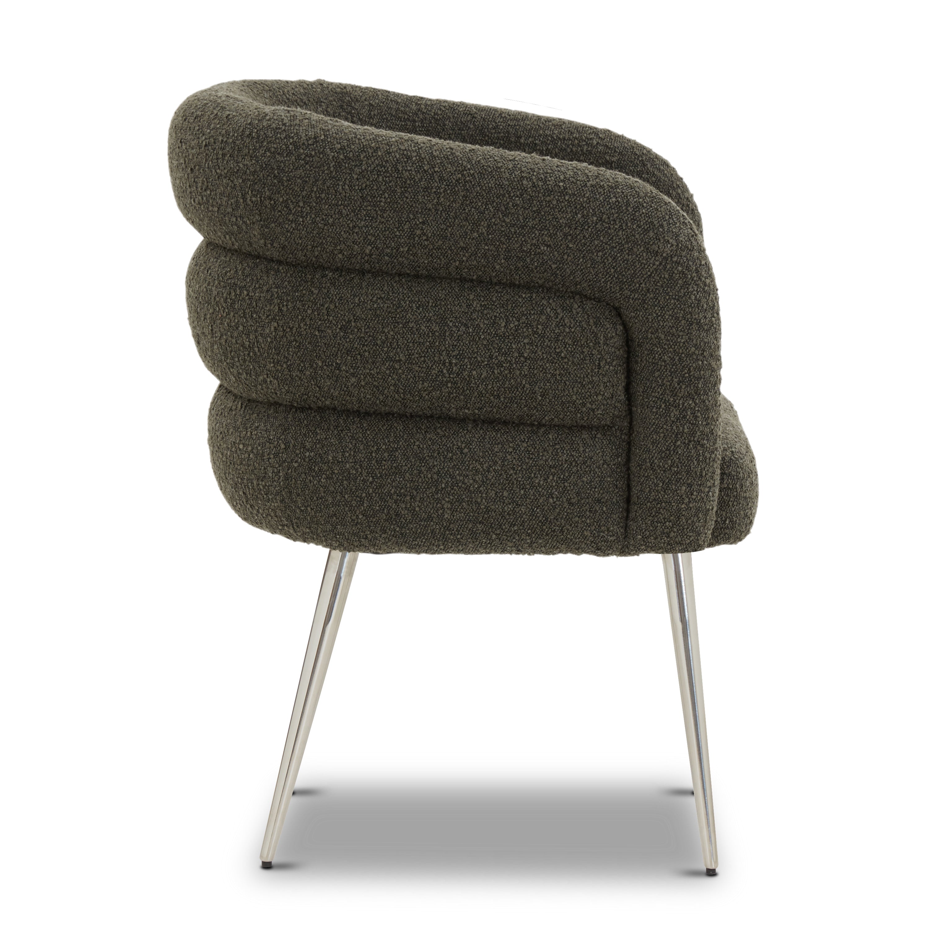 Modern Juniper Green Boucle Dining Chair with Tufted Back