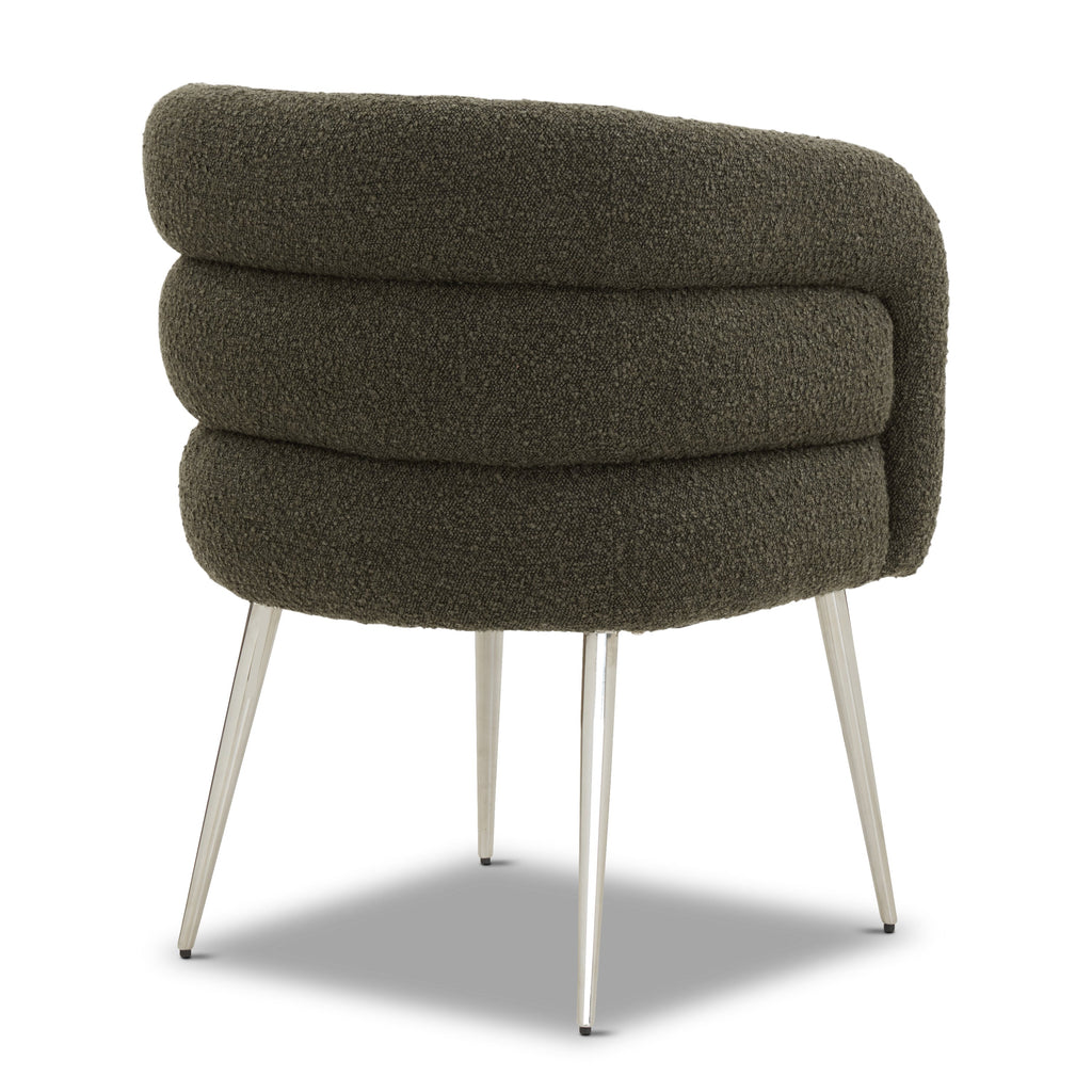 Modern Juniper Green Boucle Dining Chair with Tufted Back