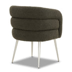 Chaise de salle à manger moderne en tissu bouclé vert genévrier avec dossier capitonné