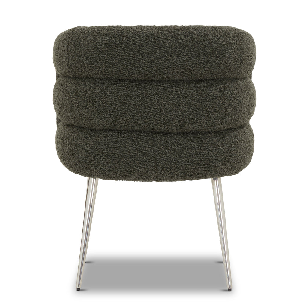 Modern Juniper Green Boucle Dining Chair with Tufted Back