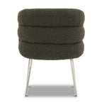 Chaise de salle à manger moderne en tissu bouclé vert genévrier avec dossier capitonné