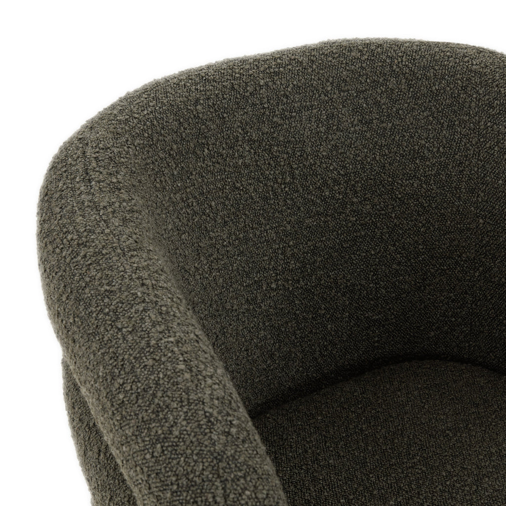 Modern Juniper Green Boucle Dining Chair with Tufted Back