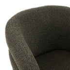 Chaise de salle à manger moderne en tissu bouclé vert genévrier avec dossier capitonné