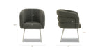 Chaise de salle à manger moderne en tissu bouclé vert genévrier avec dossier capitonné
