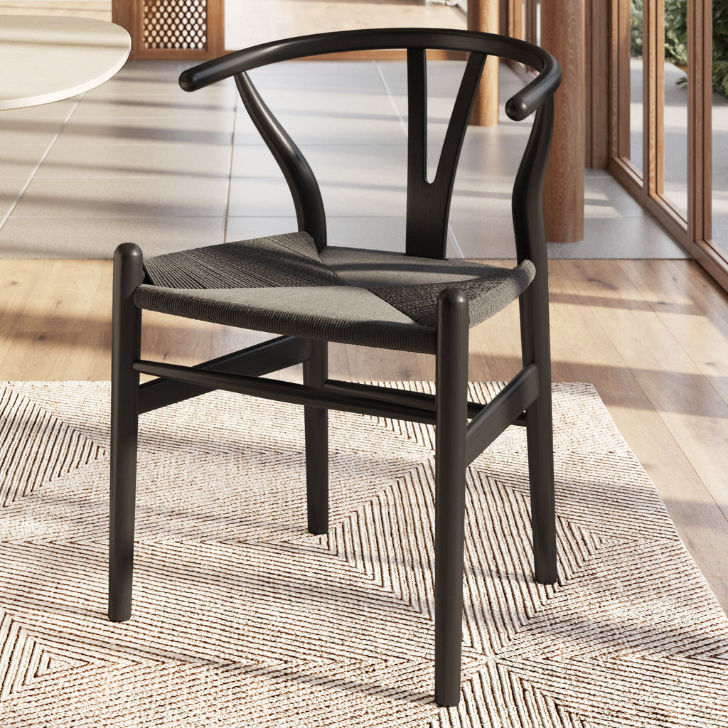 Mid-Century Modern Pitch Black Chair | Pitch Black with Kiln-Dried