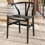 Chaise Mid-Century Moderne Noir Profond | Noir Profond avec Bois Séché au Four