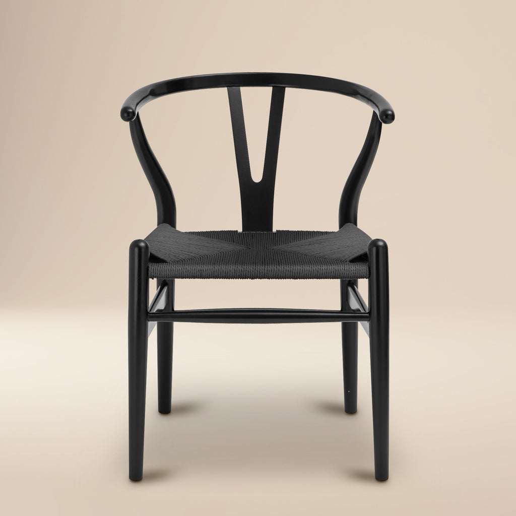 Mid-Century Modern Pitch Black Chair | Pitch Black with Kiln-Dried