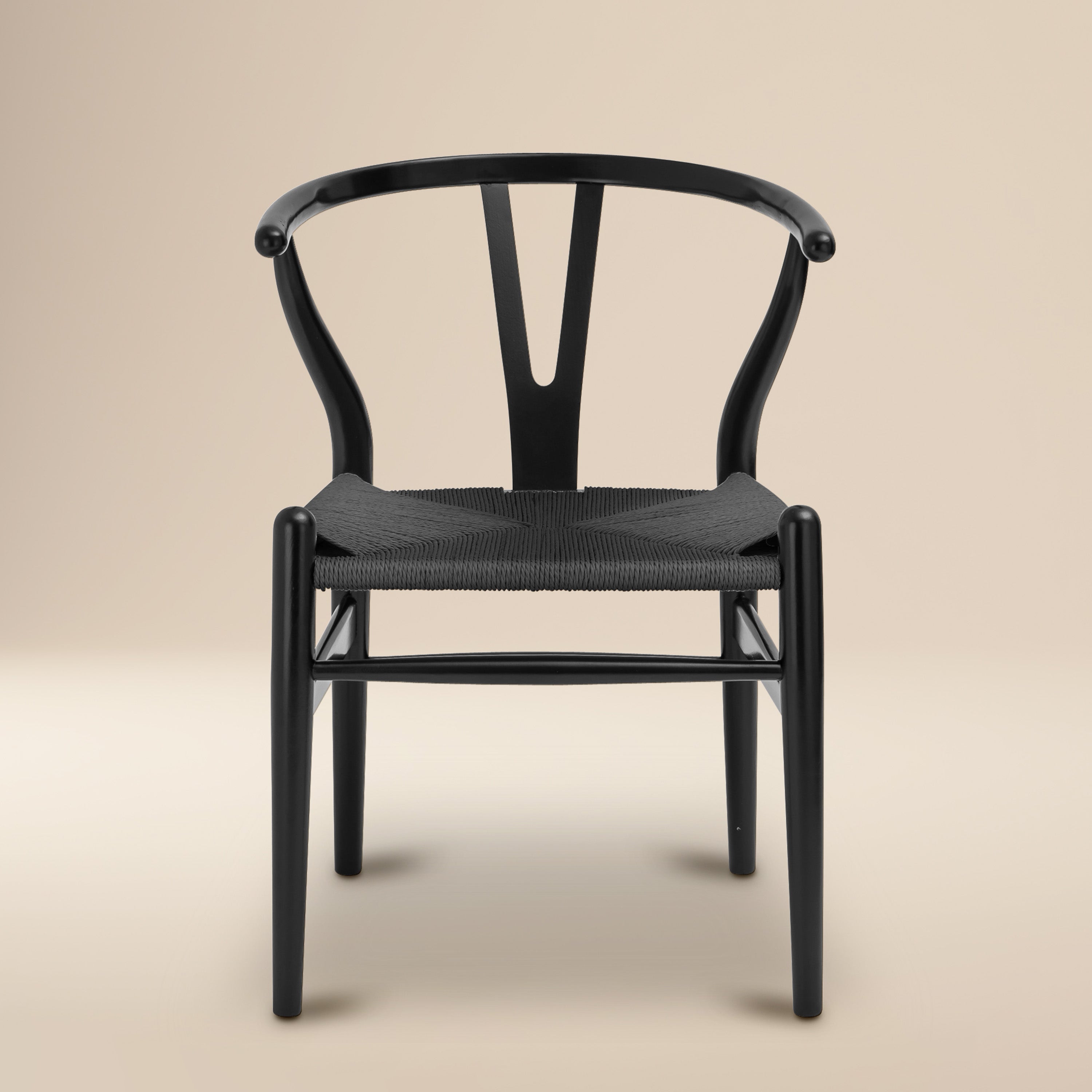 Mid-Century Modern Pitch Black Chair | Pitch Black with Kiln-Dried