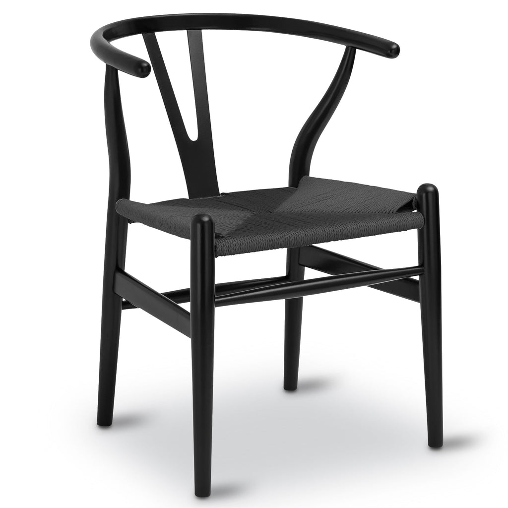 Mid-Century Modern Pitch Black Chair | Pitch Black with Kiln-Dried