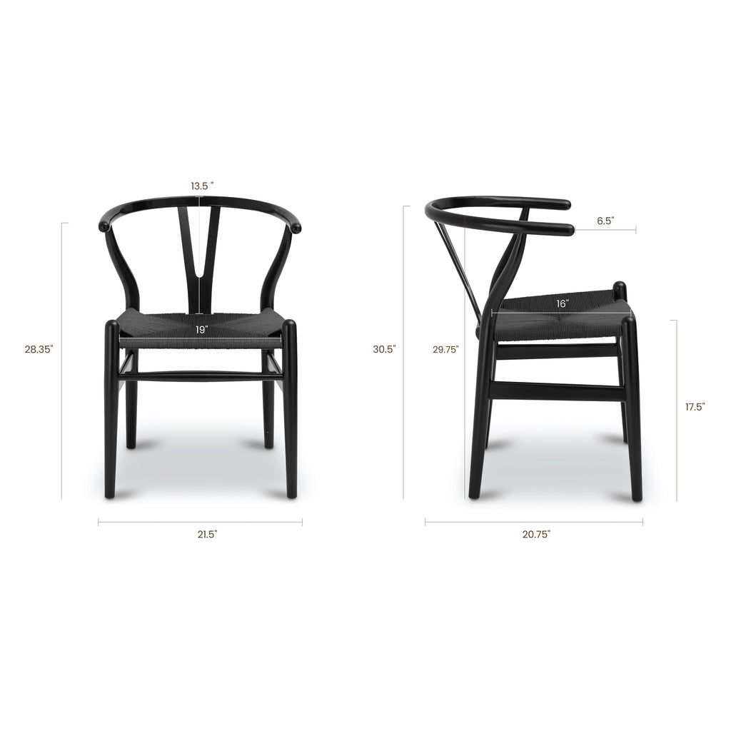 Mid-Century Modern Pitch Black Chair | Pitch Black with Kiln-Dried