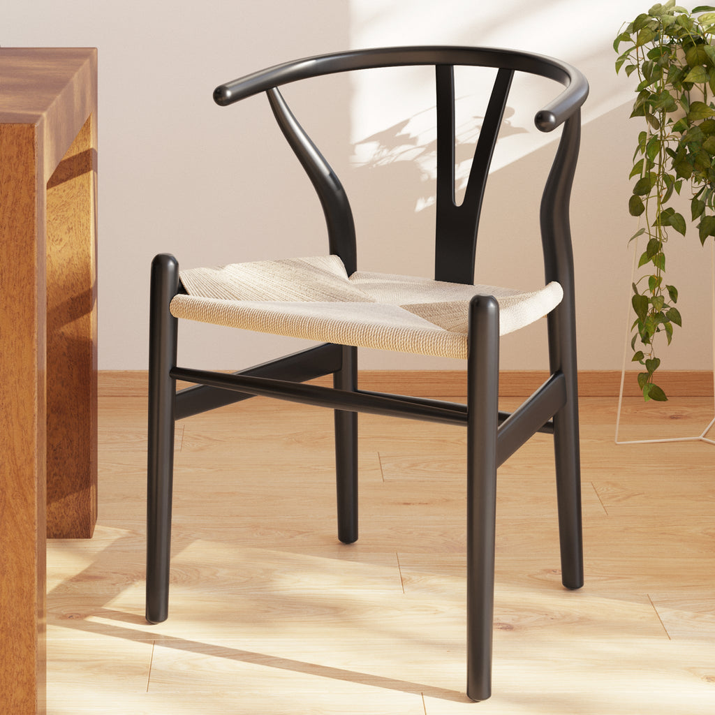 Mid-Century Modern Black Chair | Black with Kiln-Dried Wood Frame